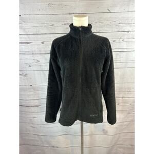 Marmot Fleece Jacket Womens Medium Black Full Zip Sherpa Zip Pockets Outdoor